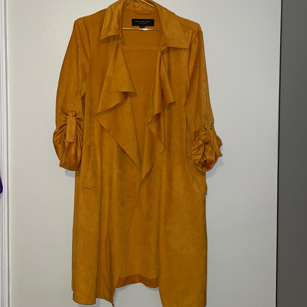 Marc New York Andrew Marc S poly spandex blend blazer duster suede feel